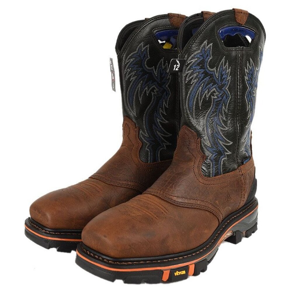 Cody James Mens Brown Leather DECIMATOR Waterproof Composite Toe Work Boots 12